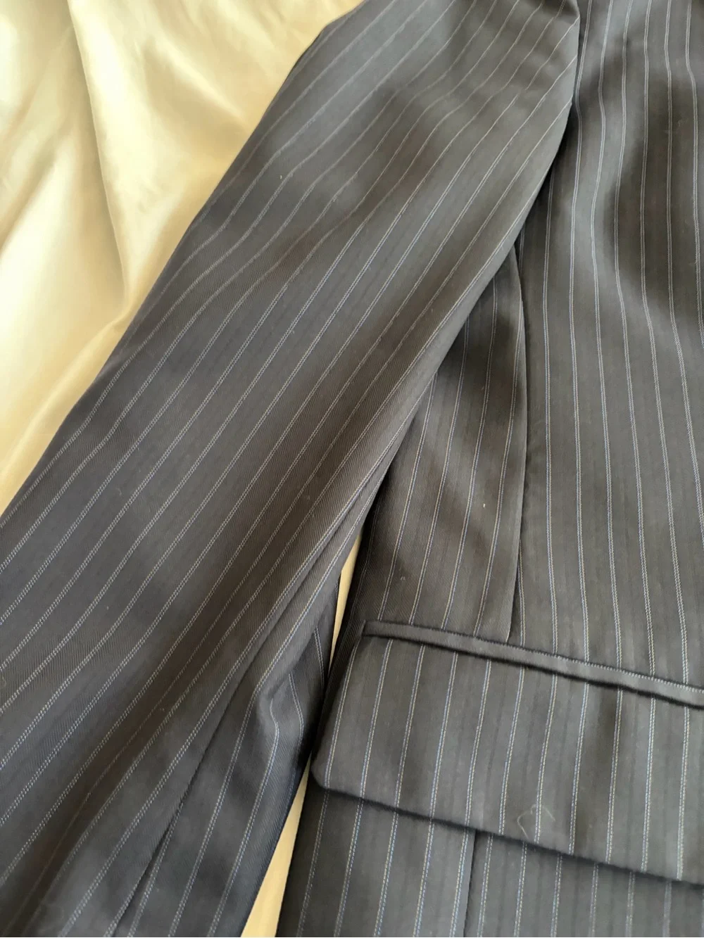Harold Powell Men's Navy Pinstripe Sport Coat Blazer 100% Wool Size 42R